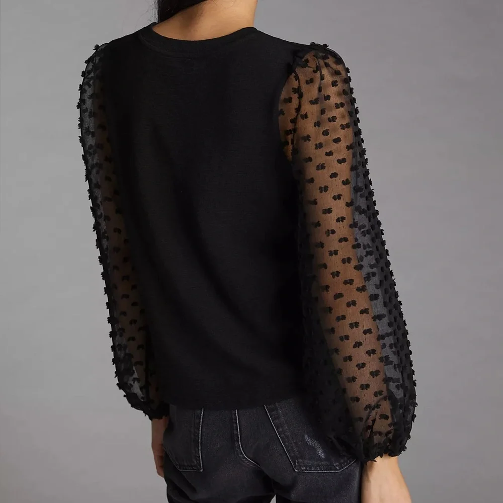 Maeve Textured-Sleeve Top | Anthropologie | Size S